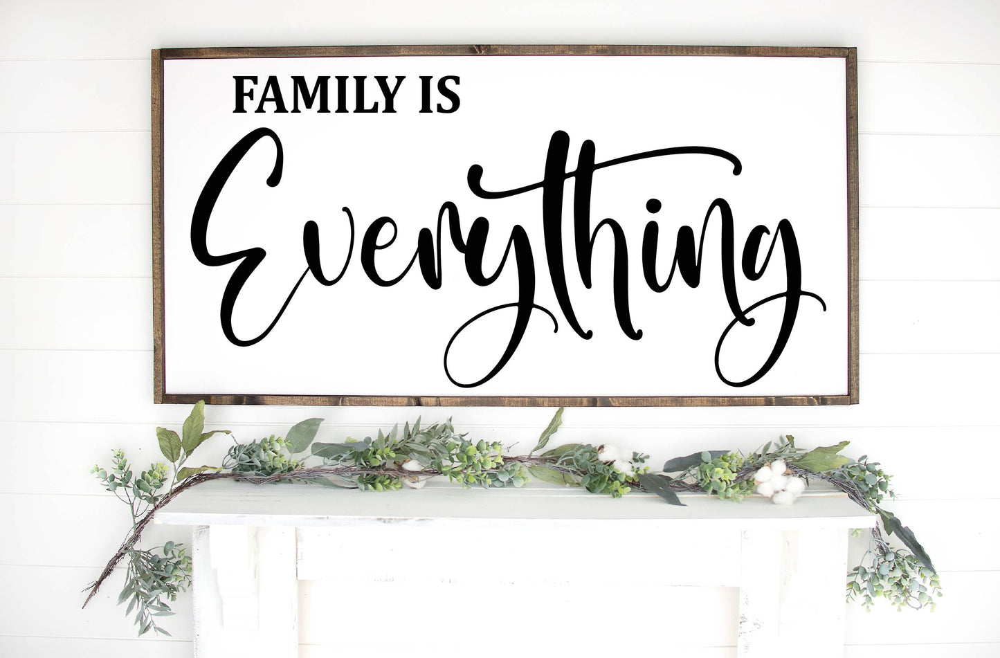 Family Is Everything Framed Wood Sign