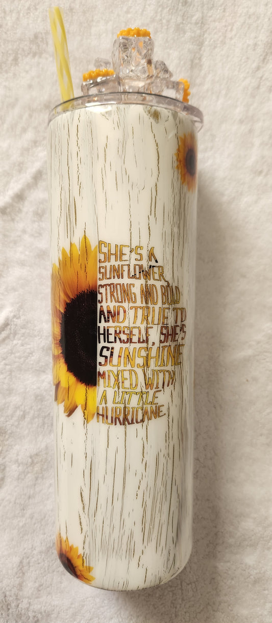 30oz  Stainless Steel Epoxy Sunflower Tumbler With Ice Lid