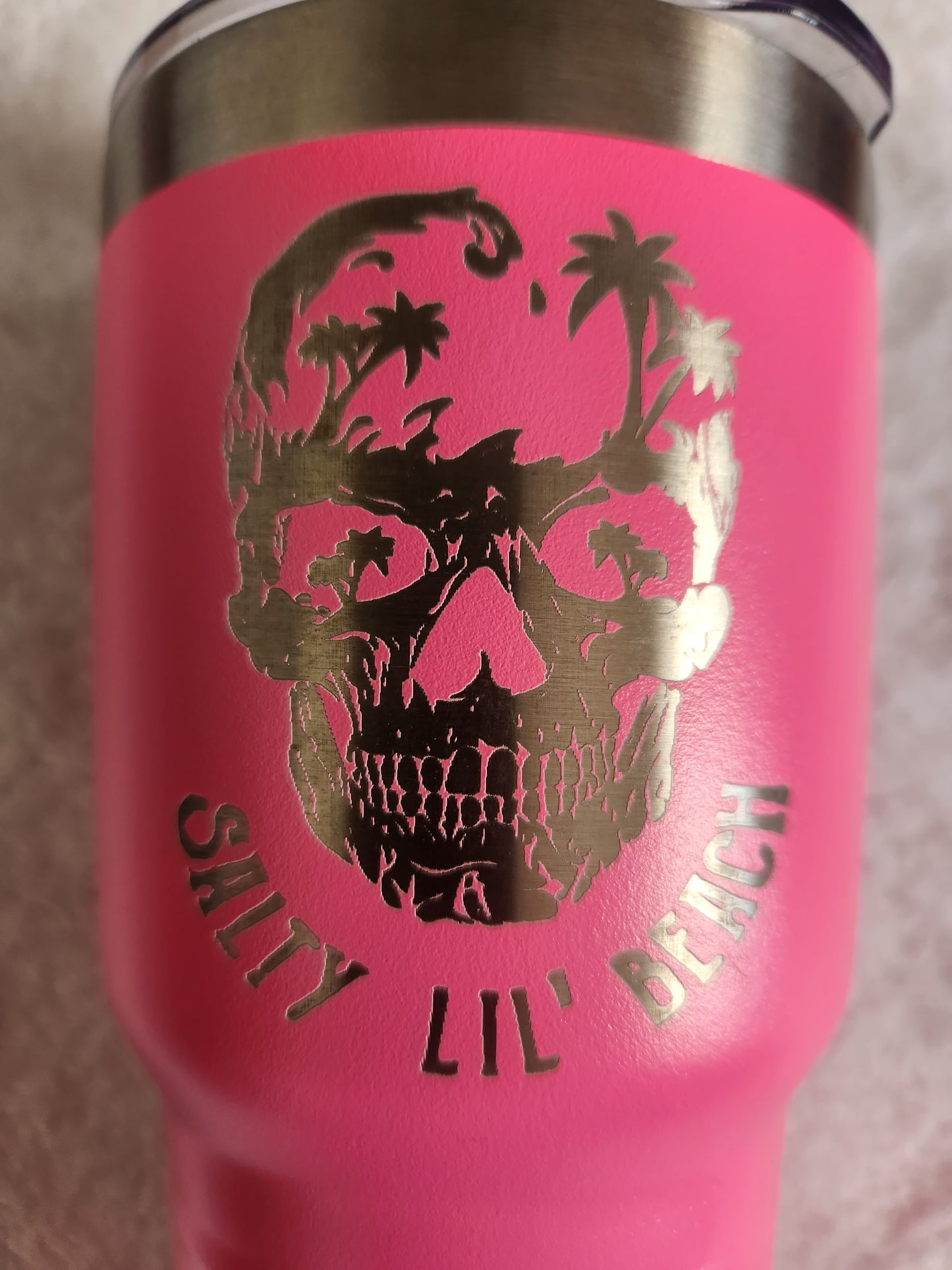 30oz Hot Pink Powder coated tumbler Salty lil Beach