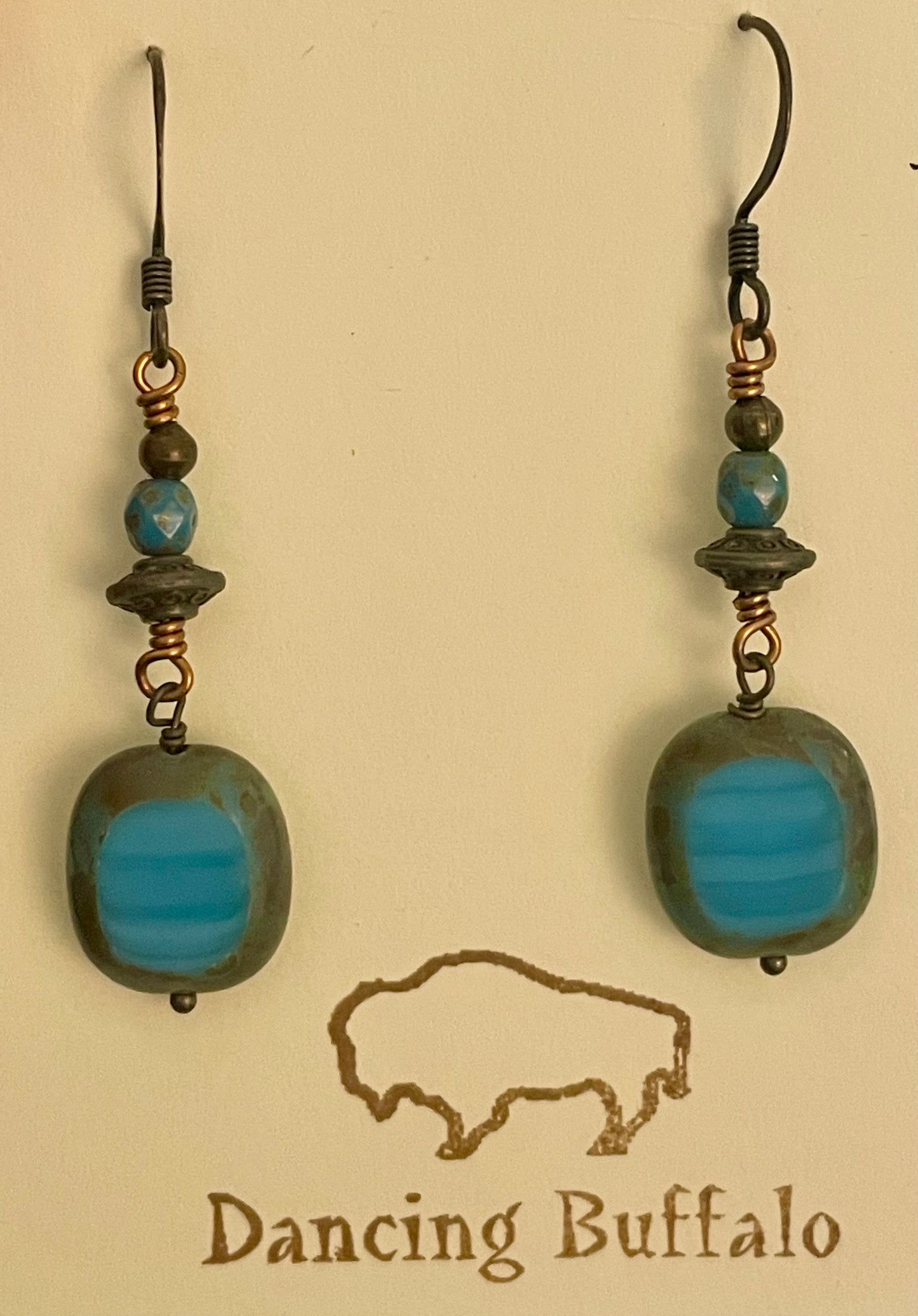 Czech Glass Earrings-Blue