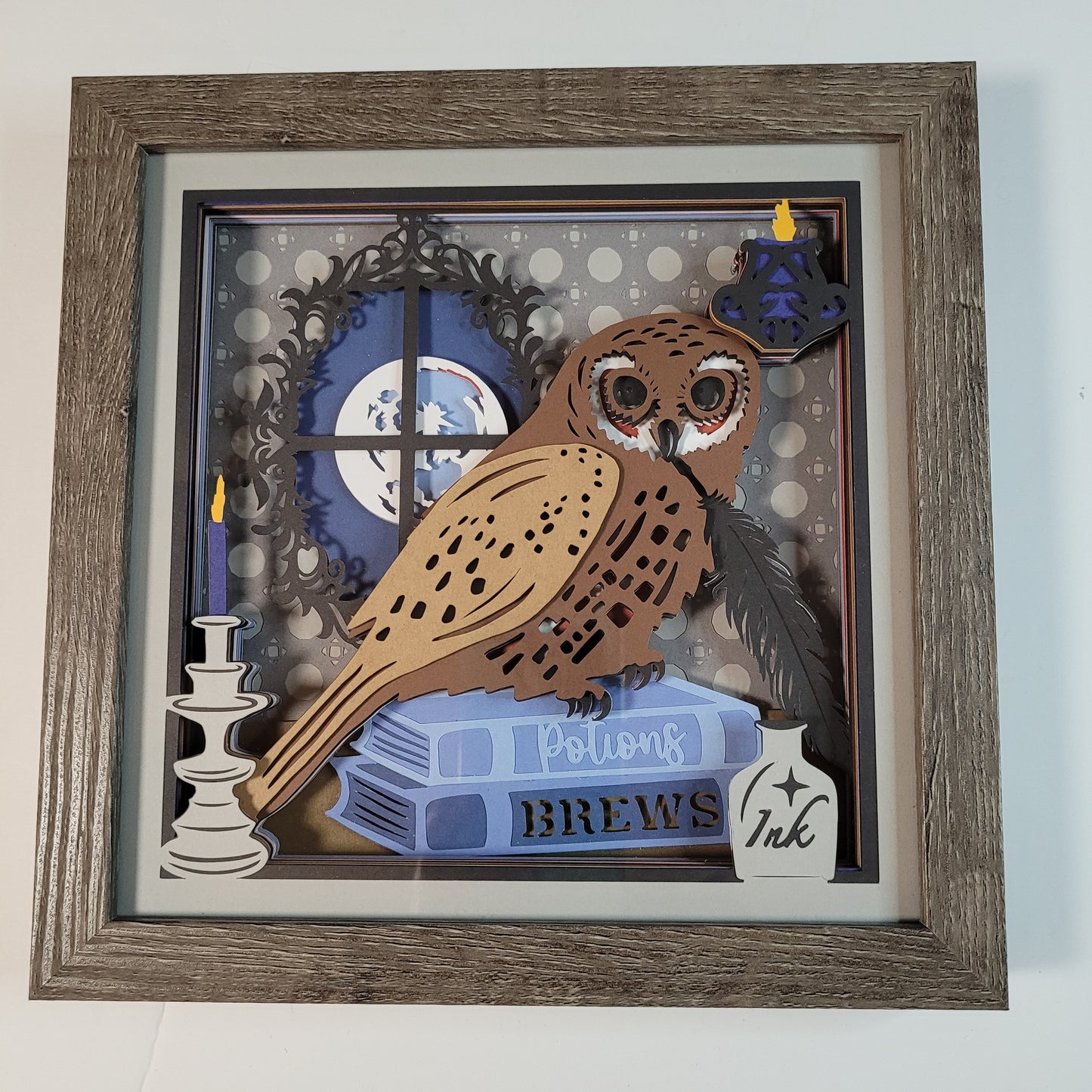 Owl with Potions book shadow box