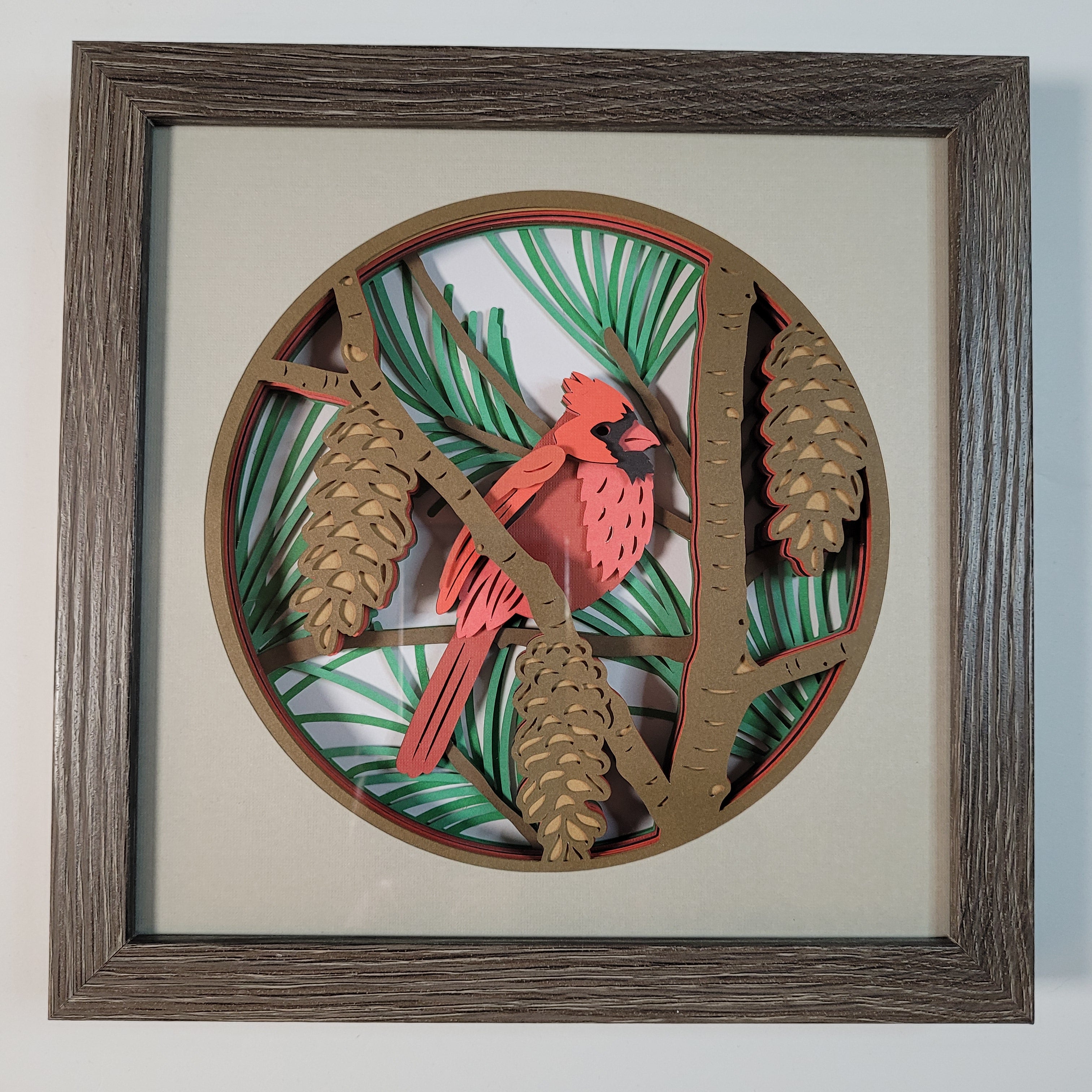 Winter Cardinal shadow box