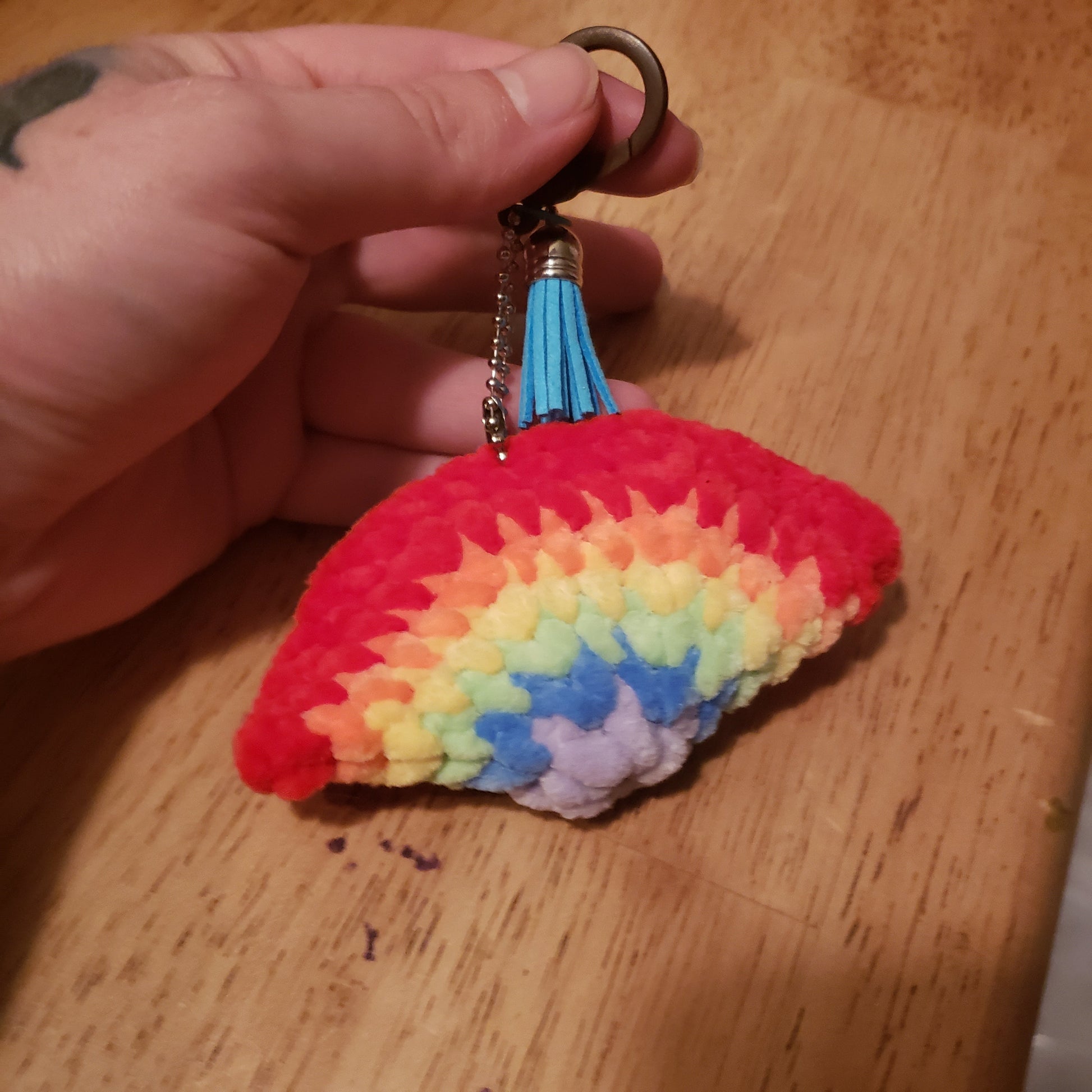 Rainbow Keychain Crochet Plush: Handmade - 1