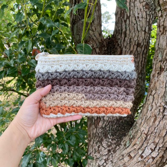 4.75" x 6.75" Crochet Canvas Bag - Java