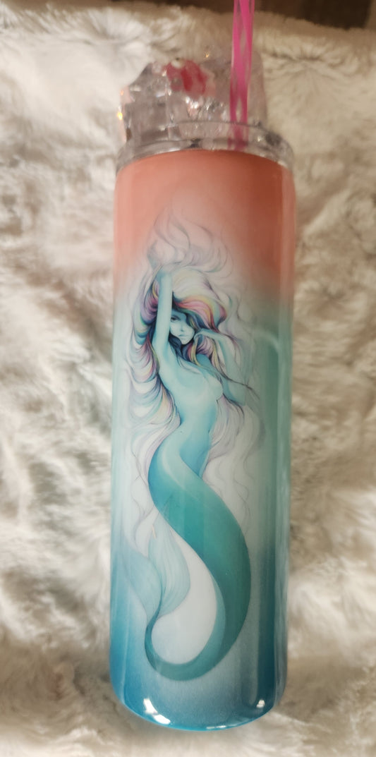 20oz Mermaid tumbler with ice topper