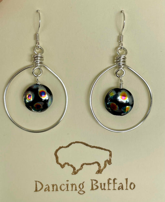 Black Rainbow Czech Glass Earrings