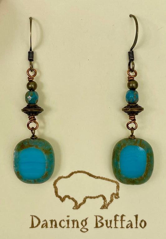 Blue Czech Glass Earrings