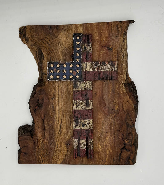 American Flag Cross Plaque