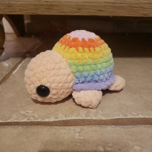 Rainbow Turtle Crochet Plush: Handmade