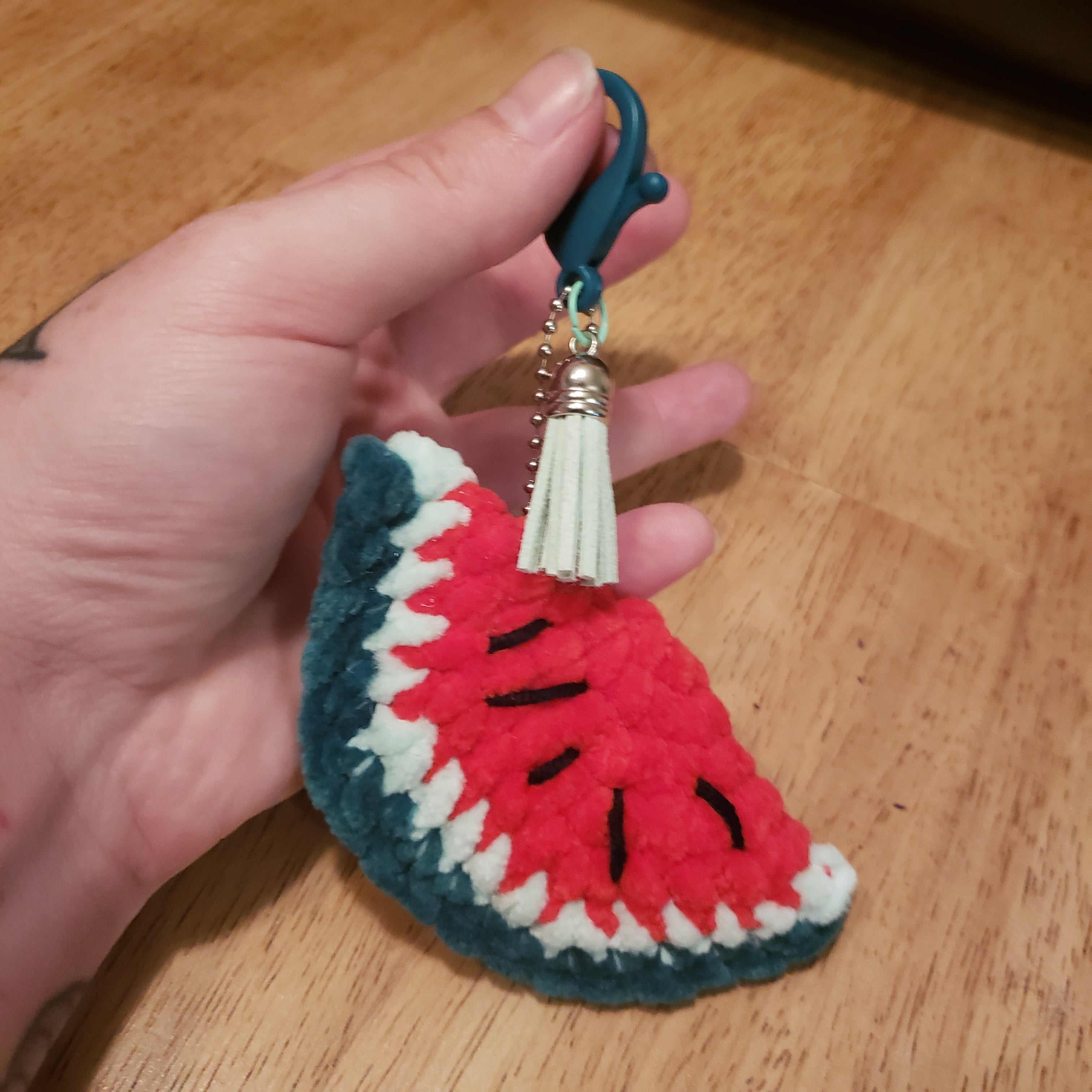 Watermelon Keychain Crochet Plush: Handmade - 1