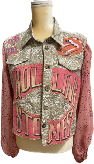 Rolling Stone brown jacket pink sleeves