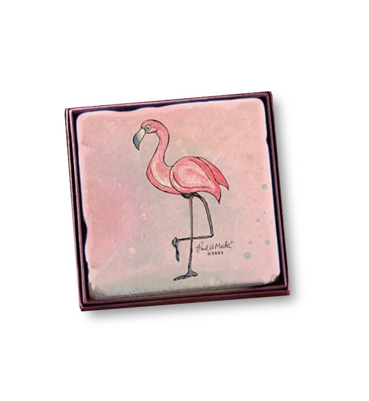 Flamingo (Watercolor) 4" Marble Coaster