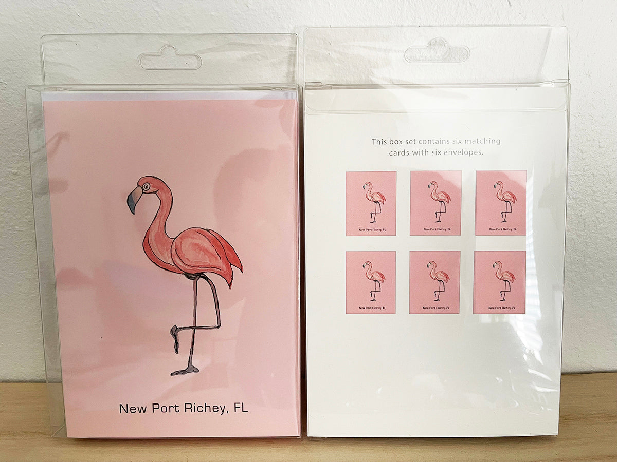 5X7 Pink Flamingo (Watercolor) Box Set of 6 Cards / 6 Envelopes