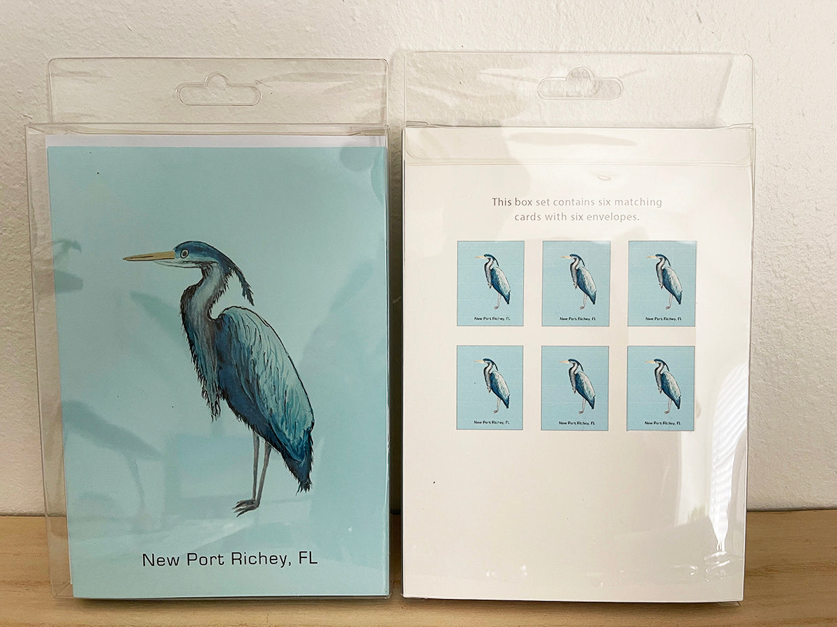 5X7 Blue Heron (Watercolor) Box Set of 6 Cards / 6 Envelopes