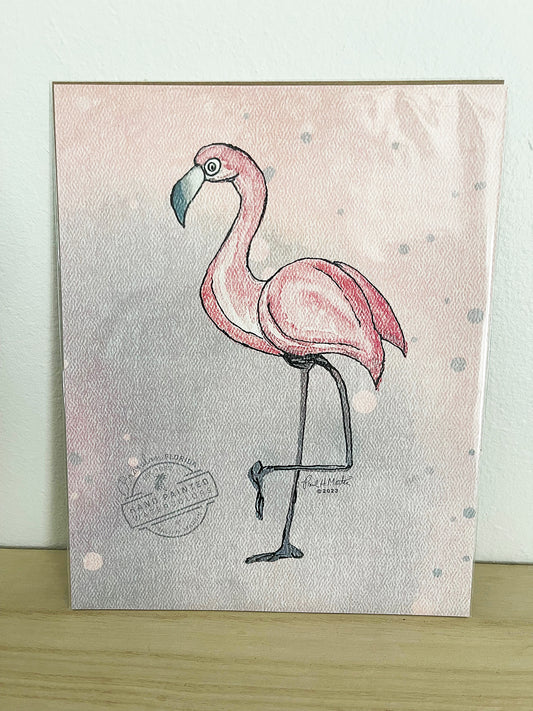 8x10 Flamingo Hand-signed (Watercolor Print)