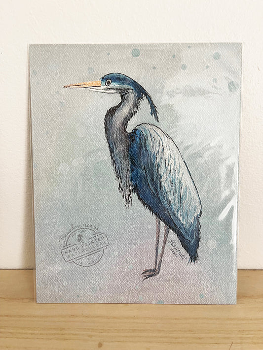 8x10 Blue Heron Hand-signed (Watercolor Print)