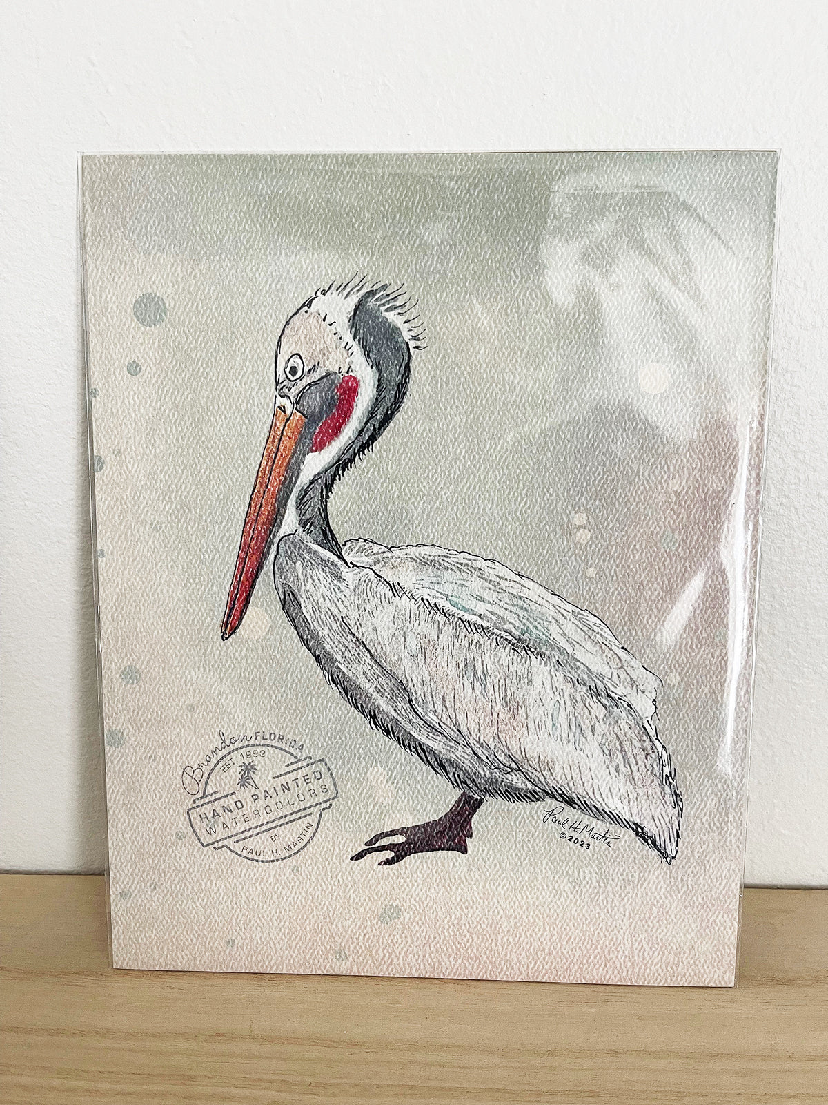 8x10 Pelican Hand-signed (Watercolor Print)