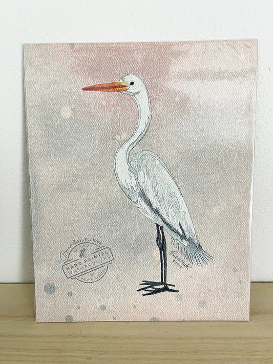 8x10 Egret Hand-signed (Watercolor Print)