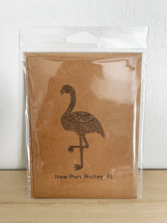 New Port Richey, FL - Flamingo (Small Kraft Card)