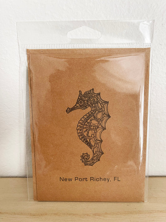 New Port Richey, FL - Seahorse (Small Kraft Card)