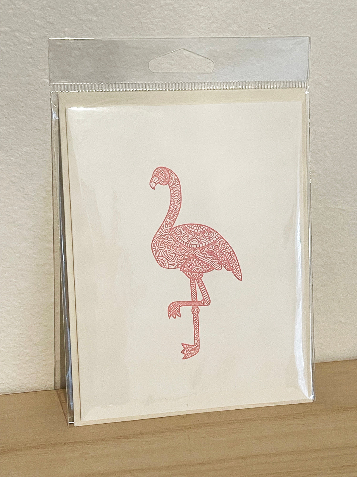 Flamingo on Ivory Card with Matching Envelope