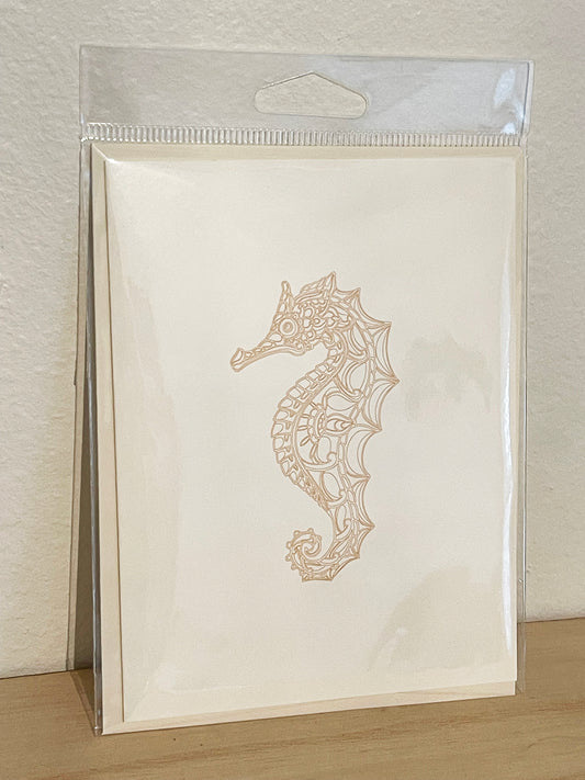 Seahorse on Ivory Card with Matching Envelope