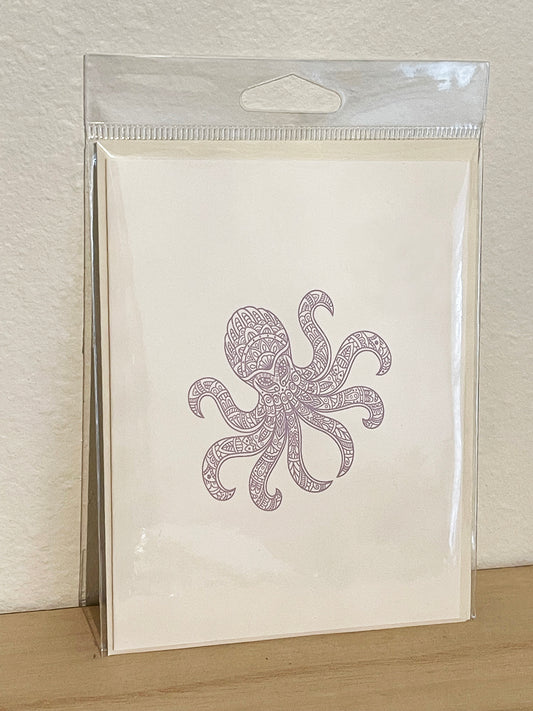 Octopus on Ivory Card with Matching Envelope