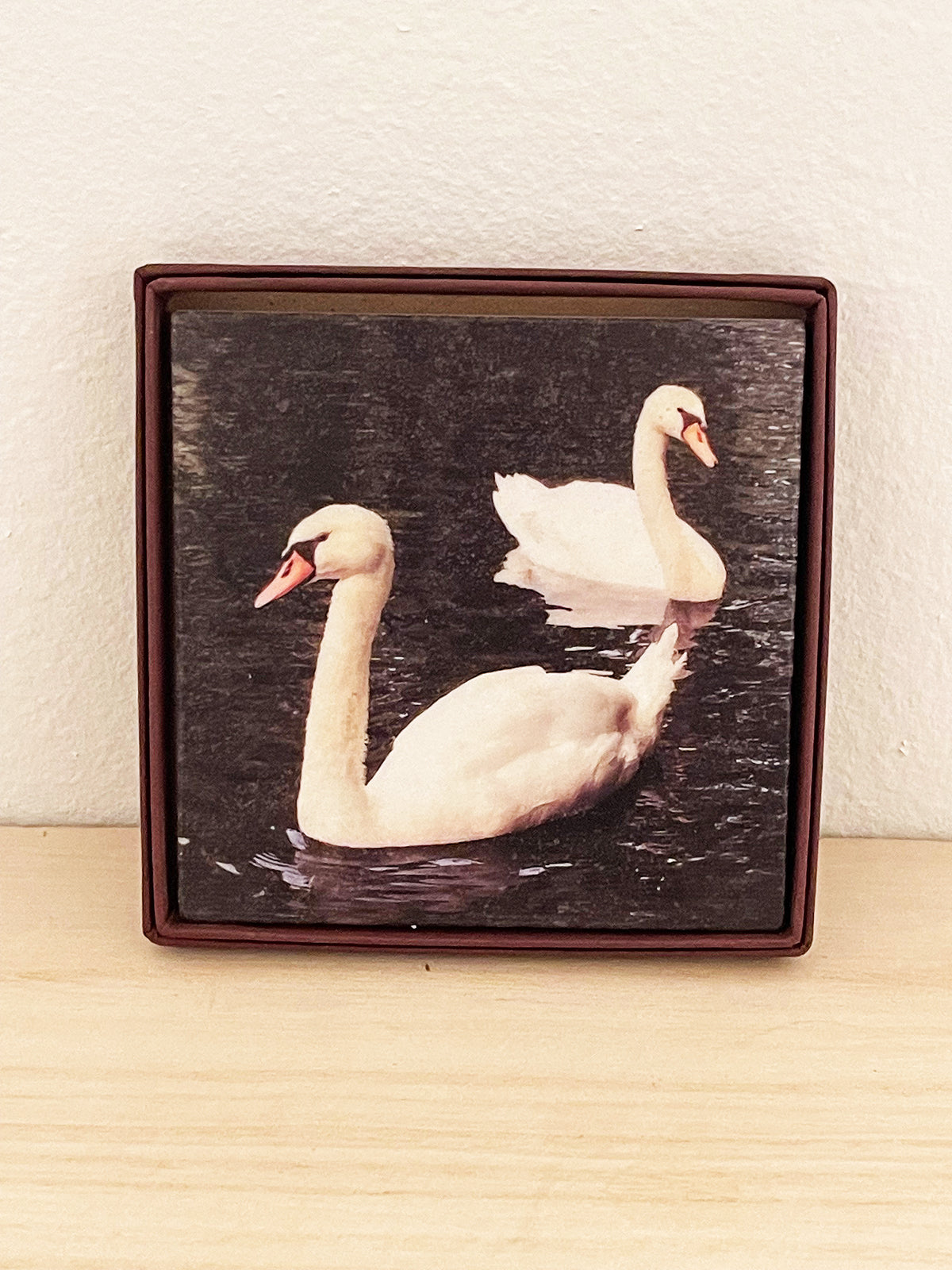 Two Swans - 4" Marble Coaster (photo)