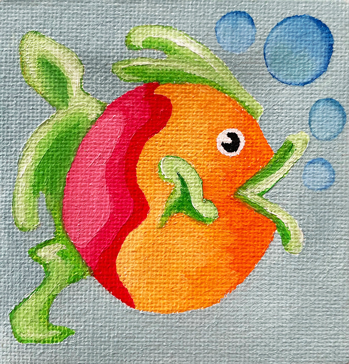 3" x 3" Fish Oil Painting