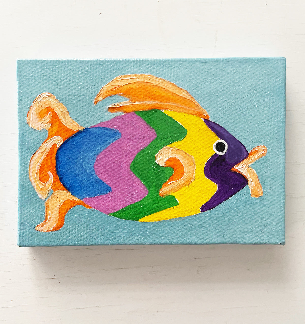 3.5" x 2.5" Small Fish Oil Painting