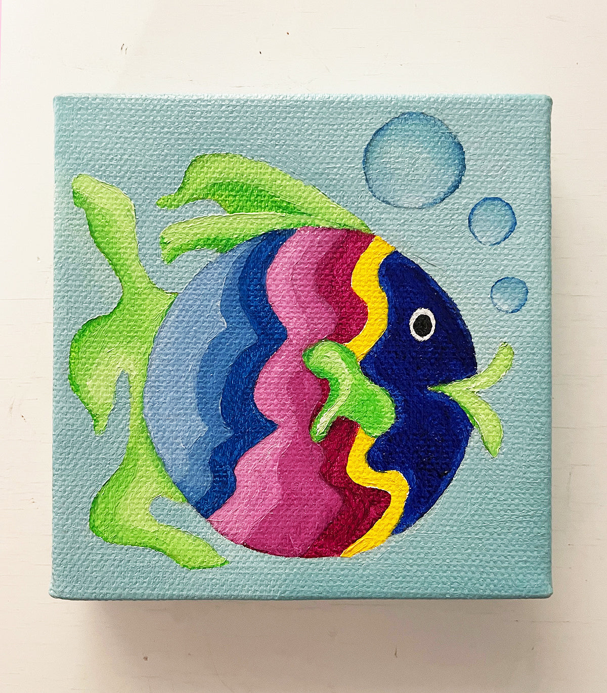 4" x 4" Fish Oil Painting