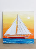 10" x 10" Acrylic Painting on Canvas – Sailboat at Sunset