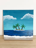 10" x 10" Acrylic Painting on Canvas – Three Palm Tree Island