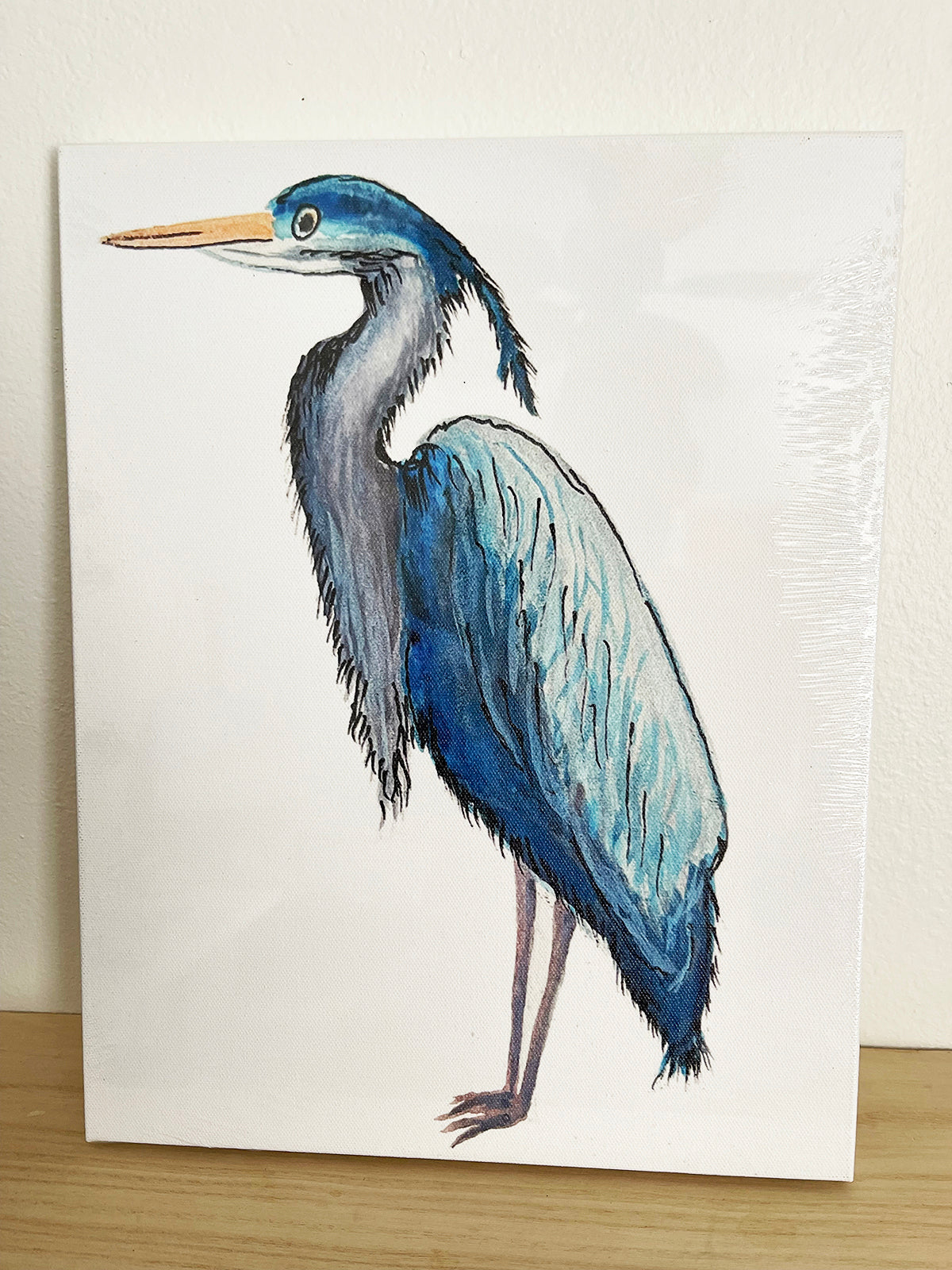 11" x 14" Blue Heron CANVAS PRINT - Original Watercolor