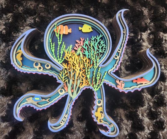 Wooden Layered Octopus Small