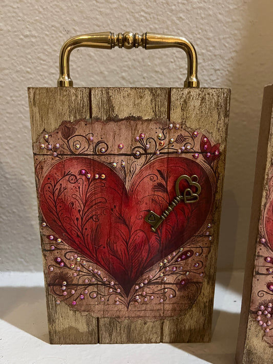 Valentine Heart and Key Wooden Picture
