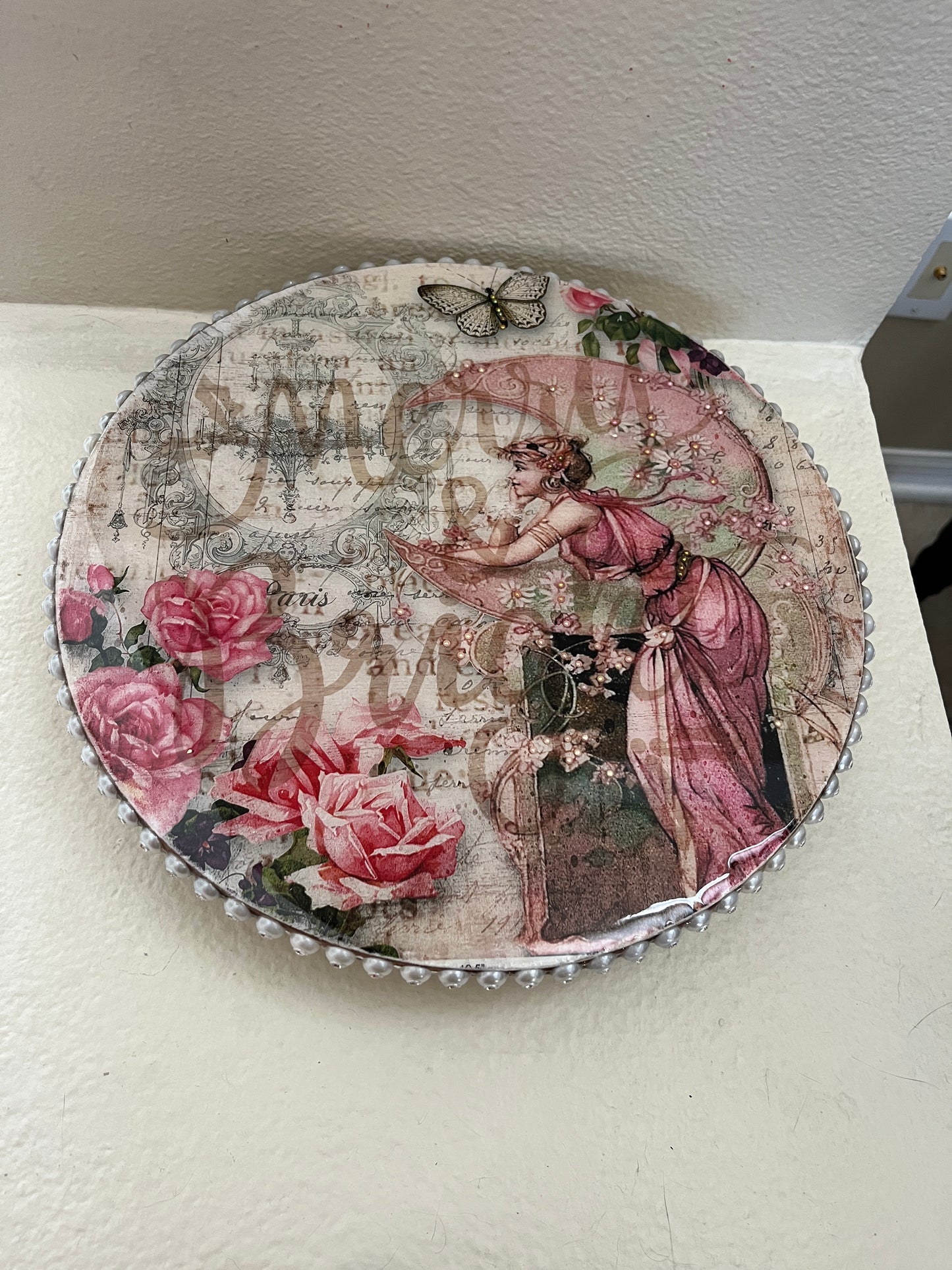 Vintage Lady with Umbrella Cake Plate