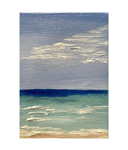 3.5" x 2.5" Small Beach Scene Oil Painting