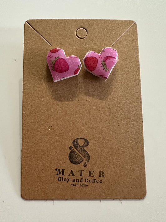 Heart Studs with Strawberries