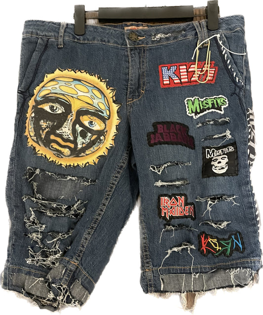 Multi Rock Band jean shorts