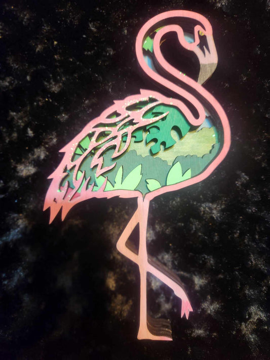 Wood layered Flamingo Decor