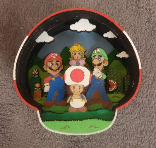 Wood layered Mario Mushroom decor