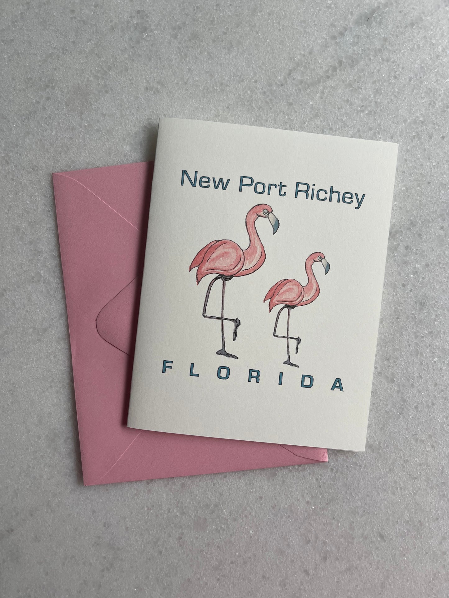 Two Flamingos – New Port Richey, FL (Small Card)