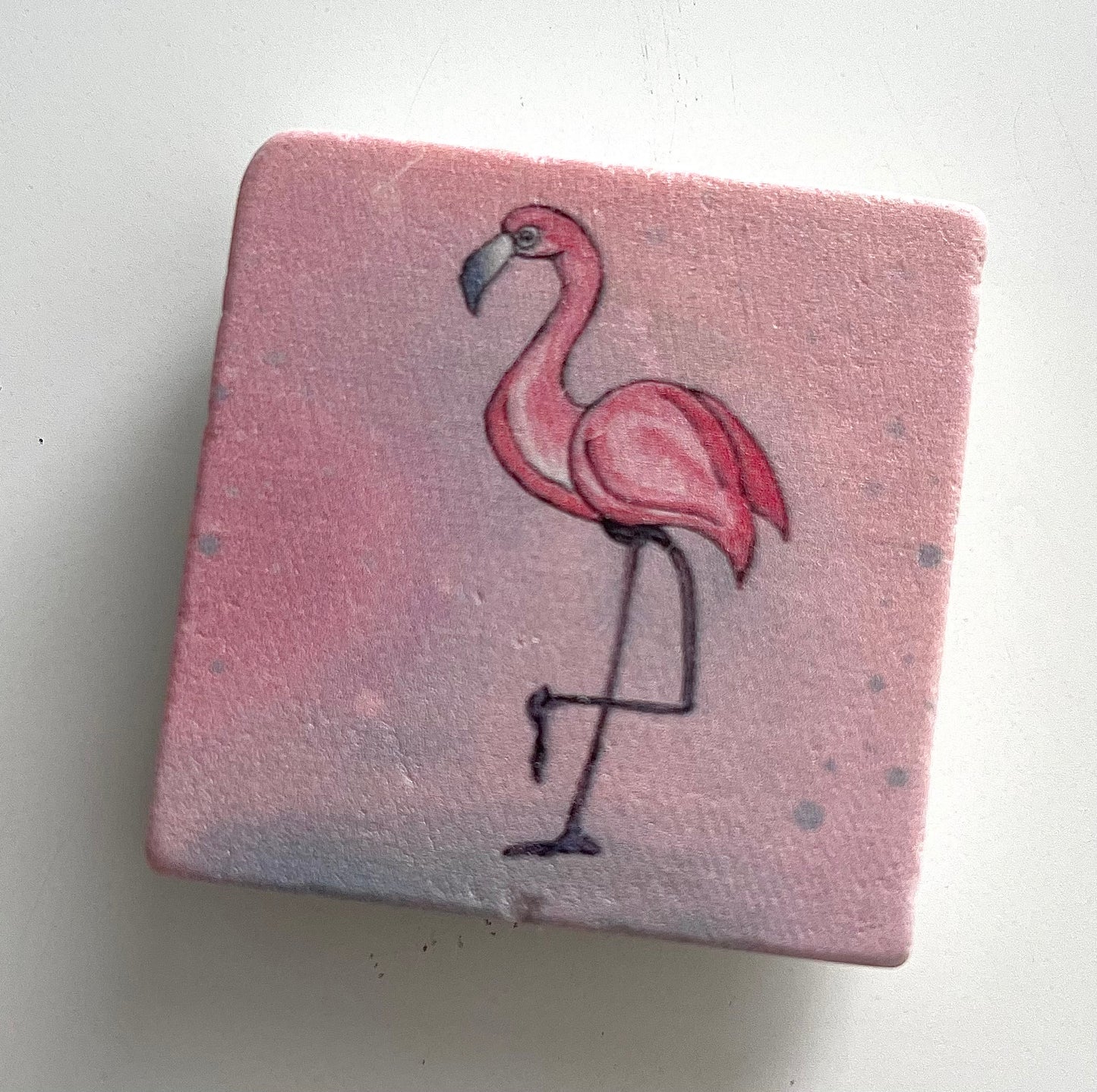 Flamingo on Pink (Watercolor) - 2" Marble Magnet