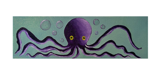 3" x 9" Purple Octopus (Oil Painting)