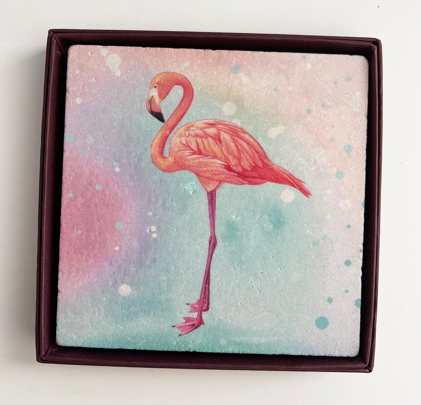 4" Marble Coaster - Flamingo (Coral)