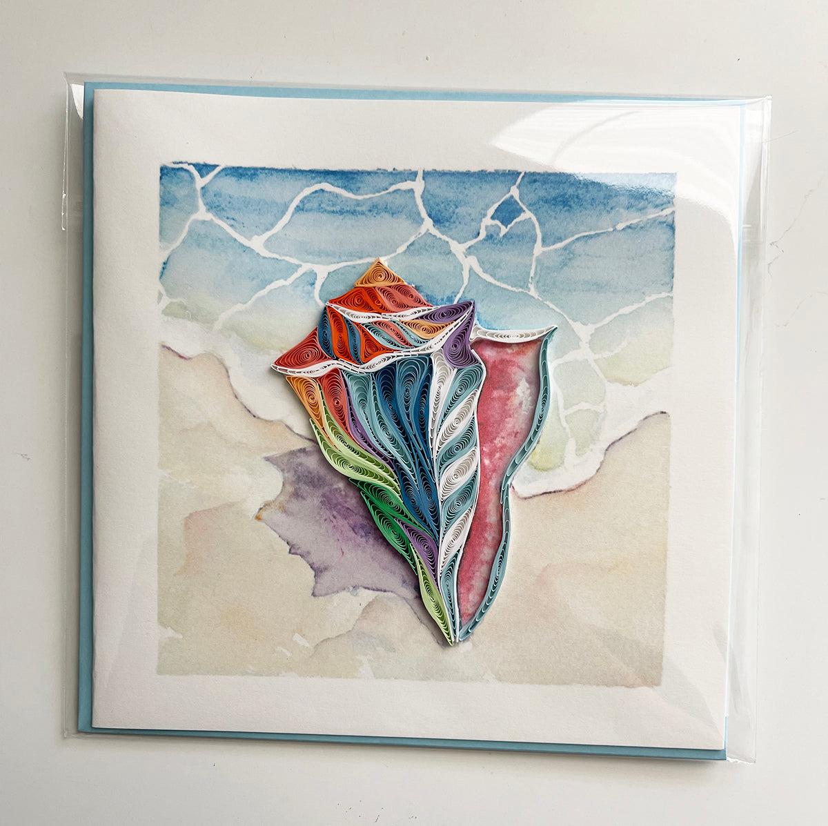 Rainbow Conch Shell - Greeting Card