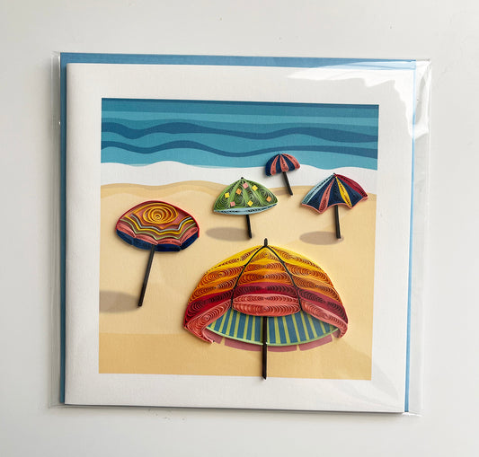 Colorful Beach Umbrellas - Greeting Card
