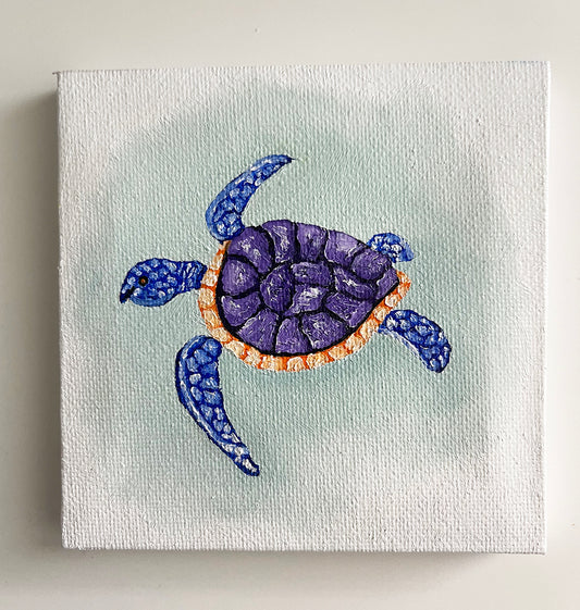 4" Purple Turtle (Oil Painting)