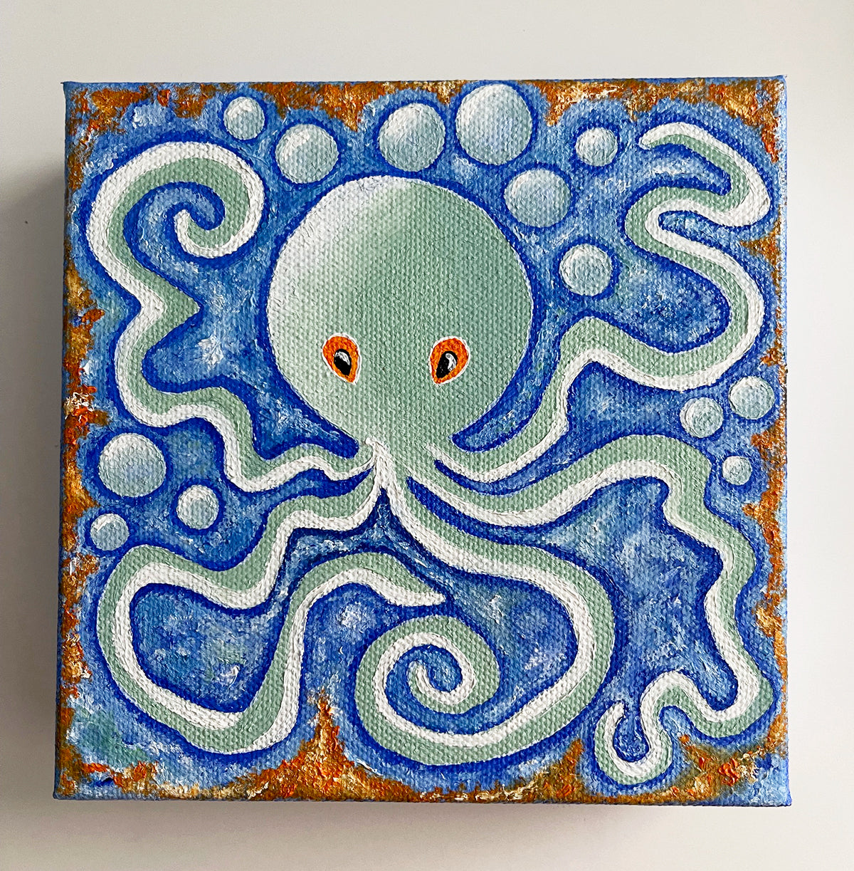6" X 6" Octopus Oil Painitng